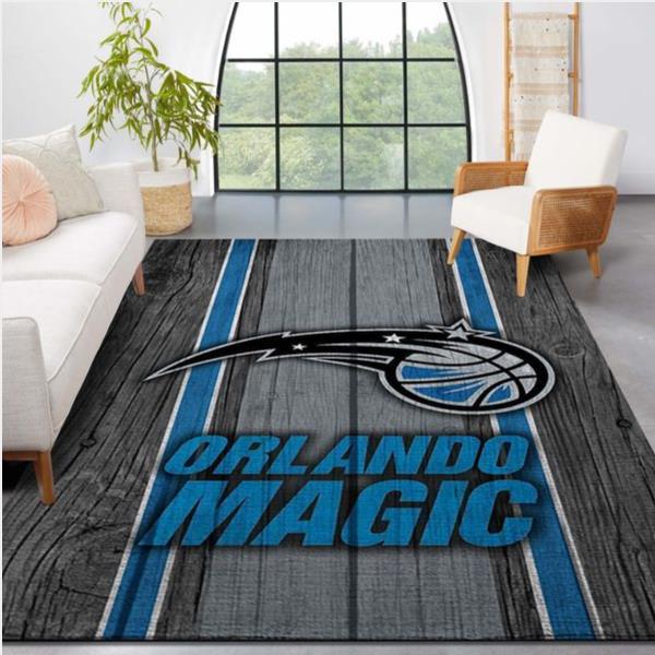Orlando Magic NBA Team Logo Wooden Style Nice Gift Home Decor Rectangle Area Rug