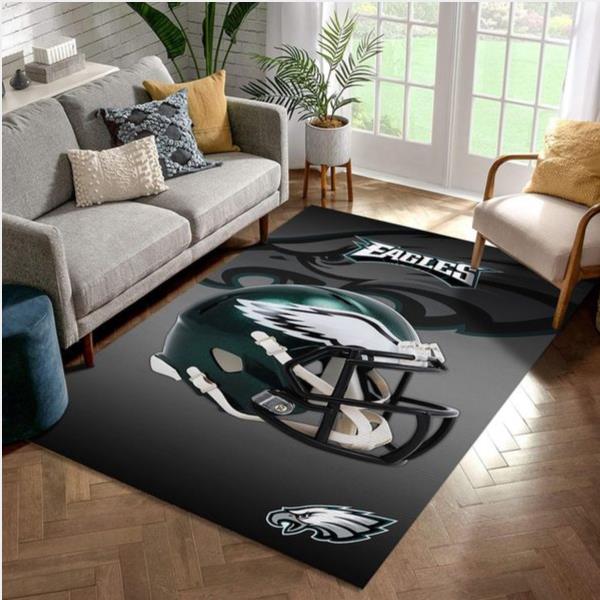 Philadelphia Eagles Nfl Team Logo Helmet Rug Room Carpet Custom Area Floor Home Decor