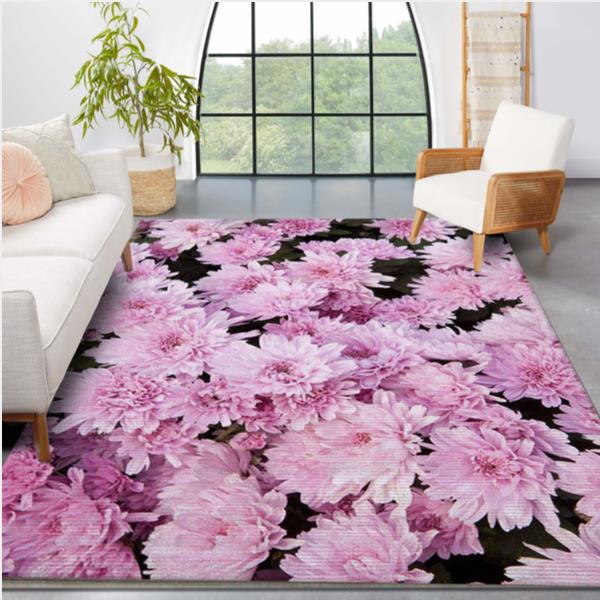 Pink Chrysanthemums Area Rug Carpet Living Room Rug Home Decor Floor Decor