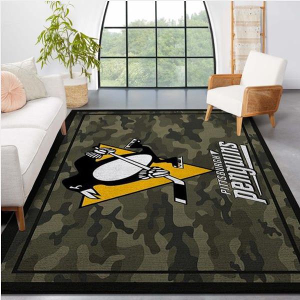 Pittsburgh Penguins NHL Team Logo Camo Style Nice Gift Home Decor Rectangle Area Rug