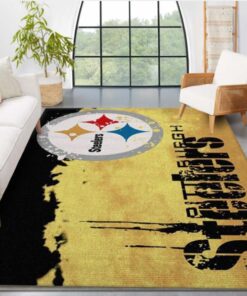 Pittsburgh Steelers Fade Rug NFL Team Area Rug Carpet Bedroom Rug Family Gift US Decor