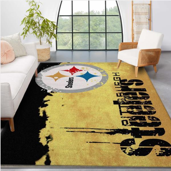 Pittsburgh Steelers Fade Rug NFL Team Area Rug Carpet Bedroom Rug Family Gift US Decor
