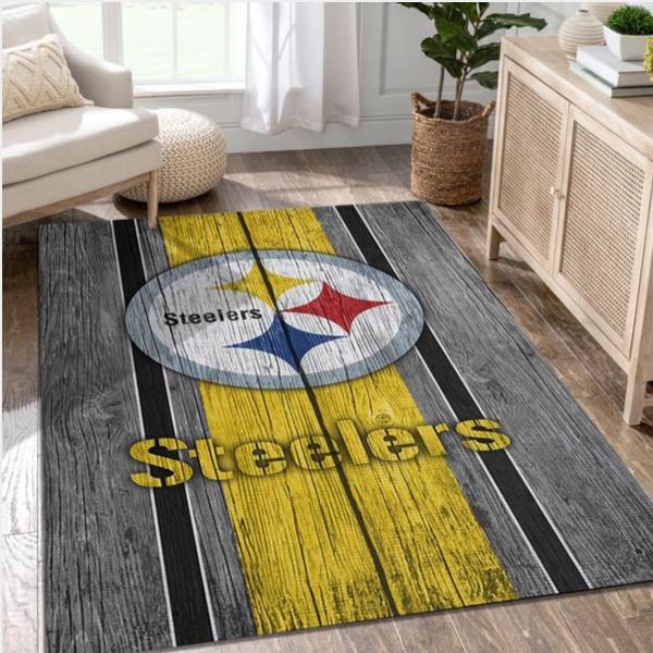 Pittsburgh Steelers Nfl Team Logo Wooden Style Style Nice Gift Home Decor Rectangle Area Rug