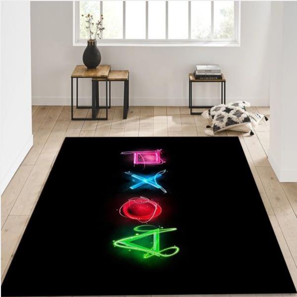 Playstation Symbols Graphics Area Rug Bedroom Rug Home Decor Floor Decor