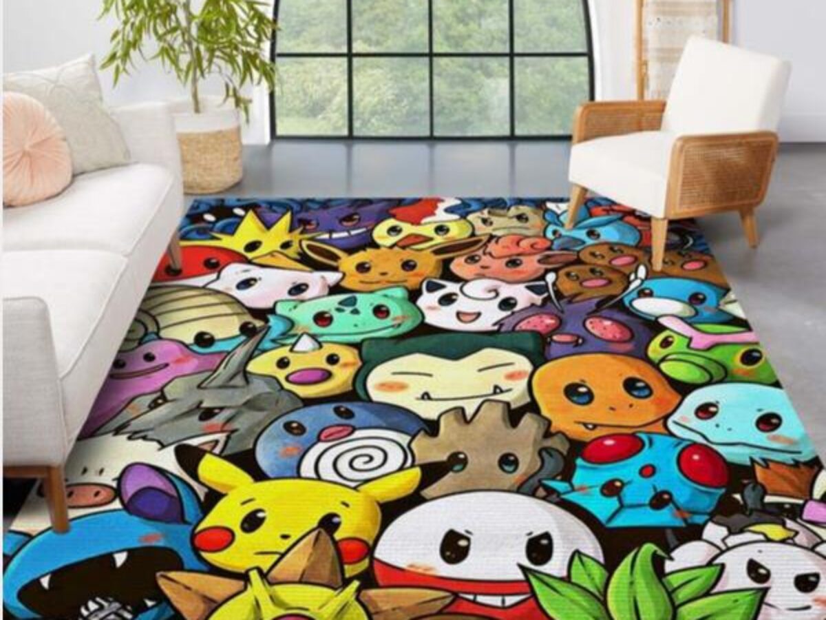 Mew Cute Pokemon Kawaii Living Room Pokemon Rug Carpet - Binteez