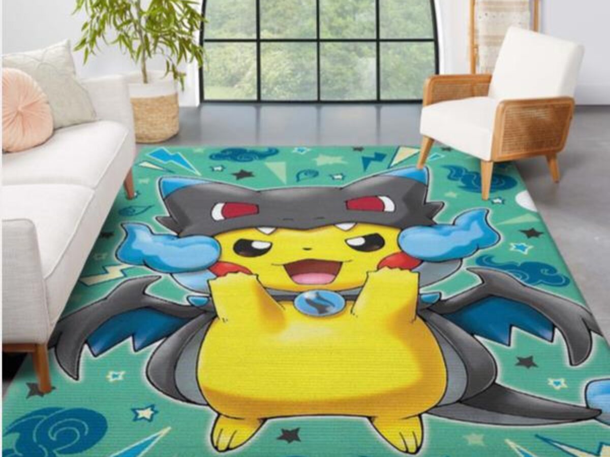 Pokemon Pikachu x Zekrom Card Area Rug - Room Decor Gift - Newcolor7
