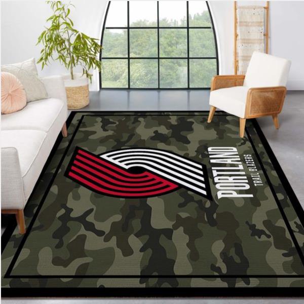 Portland Trailblazers Nba Team Logo Camo Style Rug Room Carpet Custom Area Floor Home Decor
