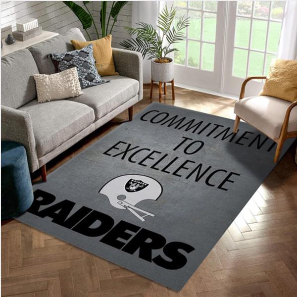 Raiders Commitment Nfl Football Team Area Rug For Gift Bedroom Rug US Gift Decor