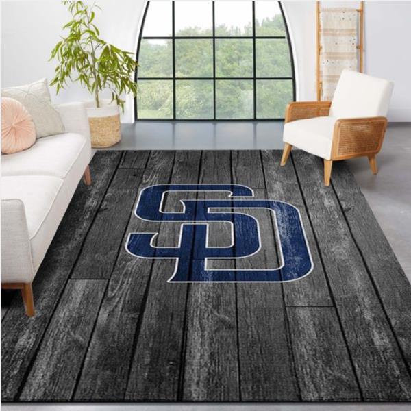 San Diego Padres Mlb Team Logo Grey Wooden Style Style Nice Gift Home Decor Rectangle Area Rug