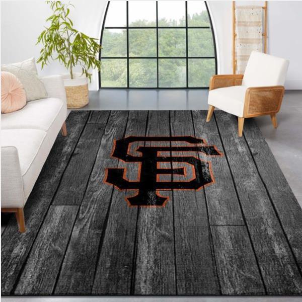 San Francisco Giants Mlb Team Logo Grey Wooden Style Style Nice Gift Home Decor Rectangle Area Rug