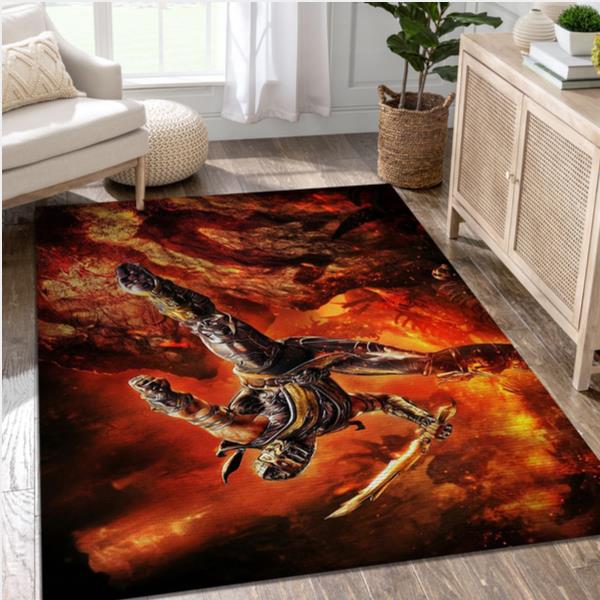 Scorpion Mortal Kombat Gaming Area Rug Living Room Rug