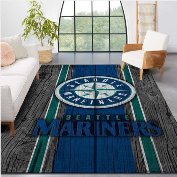 Seattle Mariners Mlb Team Logo Wooden Style Style Nice Gift Home Decor Rectangle Area Rug