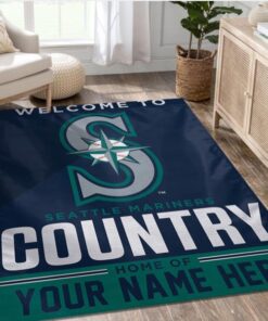 Seattle Mariners Personalized MLB Area Rug Living Room Rug