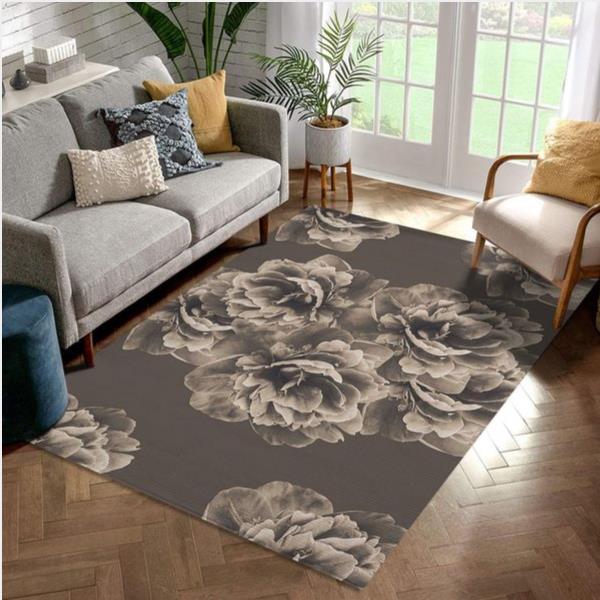 Sepia Peony Flower - Area Rug Gift For Fans Home Us Decor