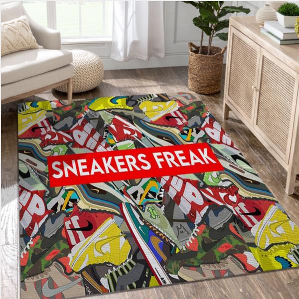 Sneakers Freak Fashion Logo Area Rug Bedroom Rug