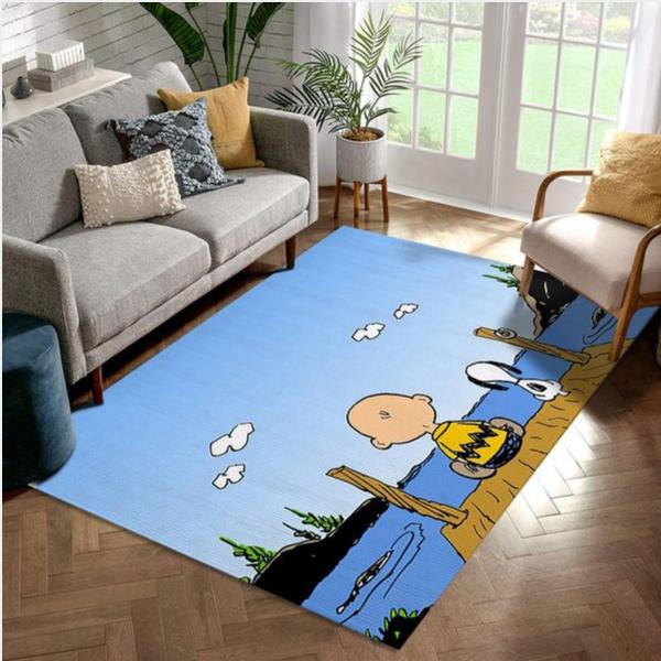 Snoopy And Charlie Brown Area Rug Bedroom Rug Family Gift US Decor