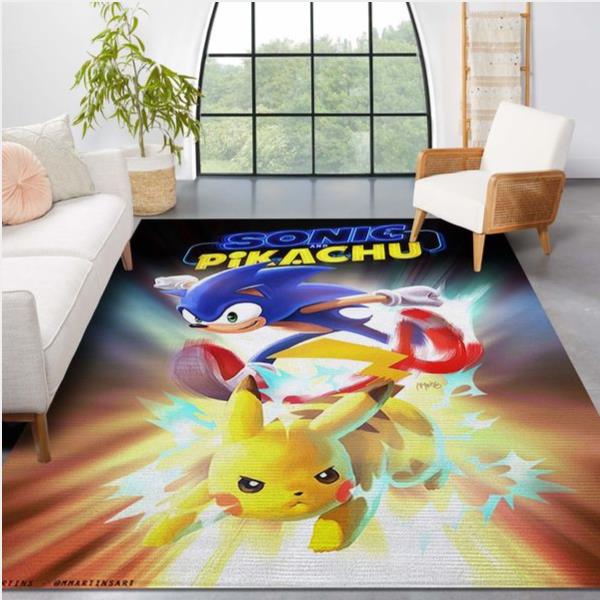 Sonic And Pikachu Disney Area Rug Bedroom Christmas Gift Us Decor