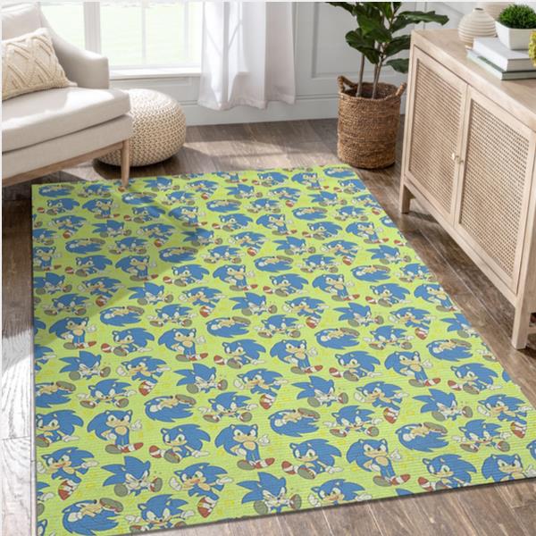 Sonic Green Background Area Rug Kitchen Rug US Gift Decor