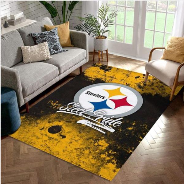 Steeler Pride Grunge Nfl Area Rug For Gift Bedroom Rug Home Decor Floor Decor