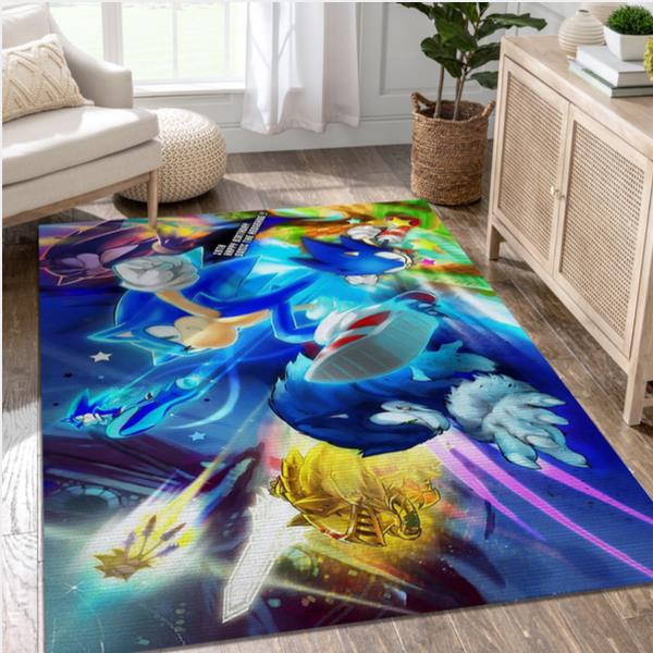 Super Sonic Video Game Area Rug For Christmas Bedroom Rug