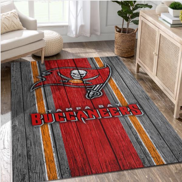 Tampa Bay Buccaneers NFL Team Logo Wooden Style Style Nice Gift Home Decor Rectangle Area Rug