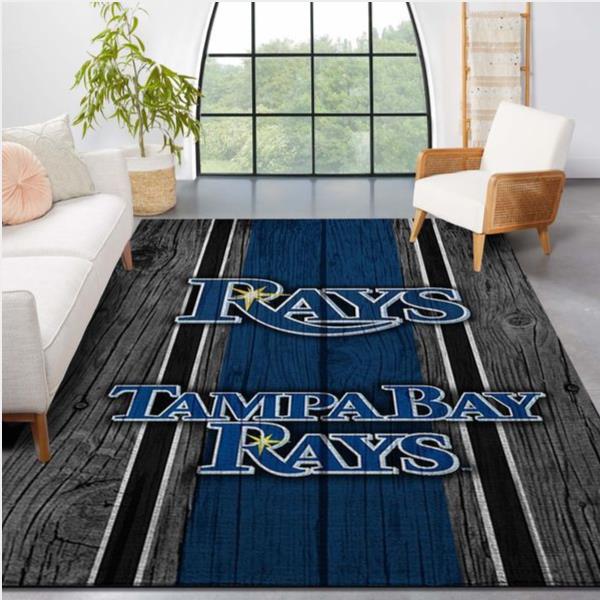Tampa Bay Rays Mlb Team Logo Wooden Style Style Nice Gift Home Decor Rectangle Area Rug