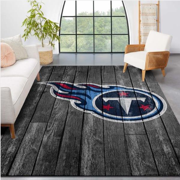 Tennessee Titans Nfl Team Logo Grey Wooden Style Style Nice Gift Home Decor Rectangle Area Rug