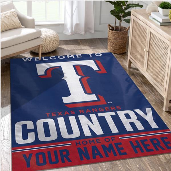 Texas Rangers Personalized MLB Team Logos Area Rug Living Room Rug