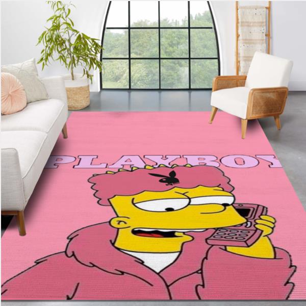 The Bart Simpson Playboy Logo Area Rug For Christmas Living Room Rug US Gift Decor