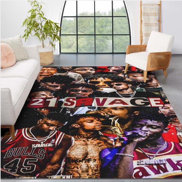 The Hip Hop Music Band 21 Savage Wallpaper Area Rug Carpet Bedroom Family Gift US Decor 