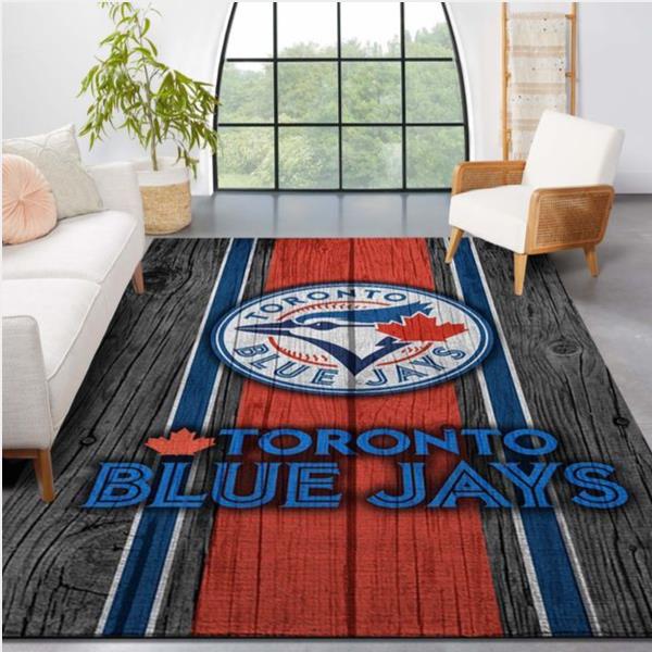 Toronto Blue Jays Mlb Team Logo Wooden Style Style Nice Gift Home Decor Rectangle Area Rug