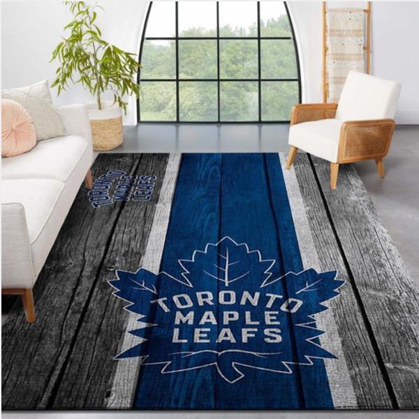 Toronto Maple Leafs Nhl Team Logo Wooden Style Nice Gift Home Decor Rectangle Area Rug