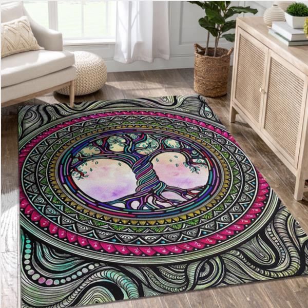 Tree Of Life Mandala Abstract Area Rug Gift for fans US Gift Decor