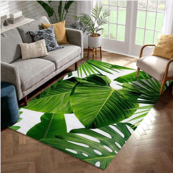 Tropical Palm Leaves Area Rug Carpet Living Room Rug - Floor Decor