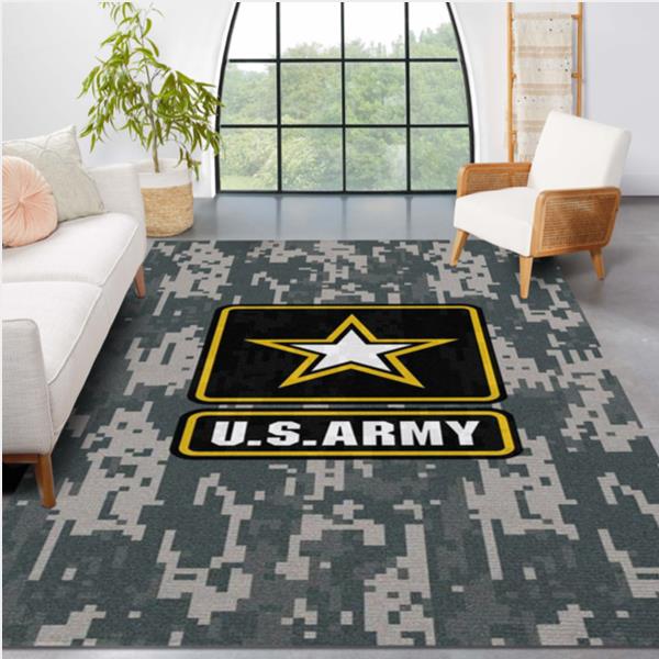 US Arrmy Logo Camo Decor Area Rug Rugs For Living Room