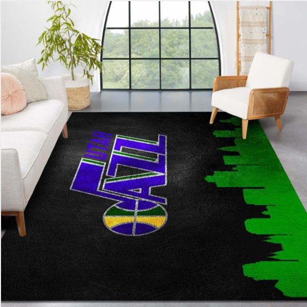 Utah Jazz Skyline Nba Team Logo Area Rug Living Room Rug Us Gift Decor