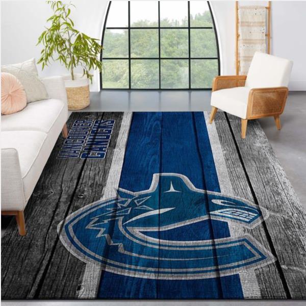 Vancouver Canucks Nhl Team Logo Wooden Style Nice Gift Home Decor Rectangle Area Rug