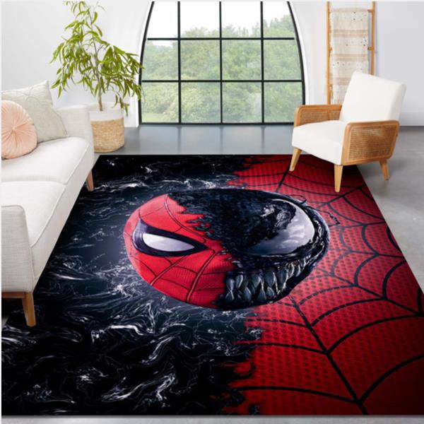 Venom And Spiderman Face Area Rug Bedroom Rug Home Decor Floor Decor