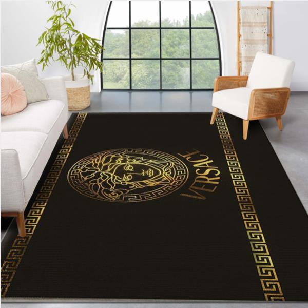 Versace Fashion Brand Gold And Black Living Room Area Carpet Living Room Rugs The US Decor