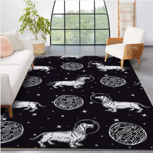 Wiener Dog Dachshund Astronaut Pattern Print Area Rug Kitchen Carpet