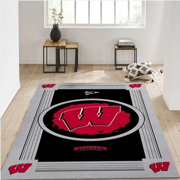 Wisconsin Badgers Ncaa Team Logo Nice Gift Home Decor Rectangle Area Rug