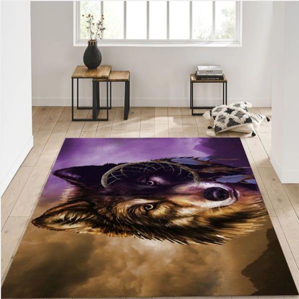 Wolf Dreamcatcher Rectangle Rug - Gifts For Cat Lovers
