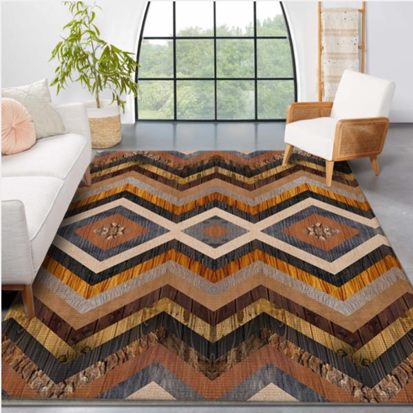 Wooden Geometric Pattern 1 Area Rug Carpet Bedroom Home Decor Floor Decor