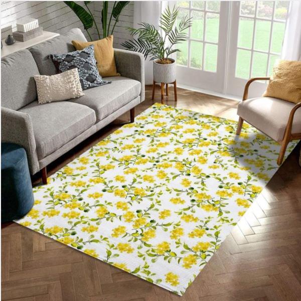 Yellow Flower Pattern - Area Rug Kitchen Rug Family Gift Us Decor