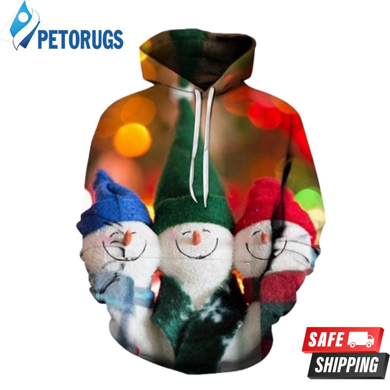 2020 Christmas Fashion And Pered Custom Christmas Blue Green Red Snowman Graphic 3D Hoodie