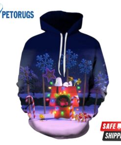 2020 Christmas Fashion And Pered Custom Christmas Lights And Small Houses Graphic 3D Hoodie