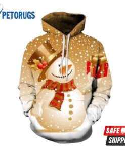 2020 Christmas Fashion And Pered Custom Patterns Of Christmas Snowman Gifts Graphic 3D Hoodie