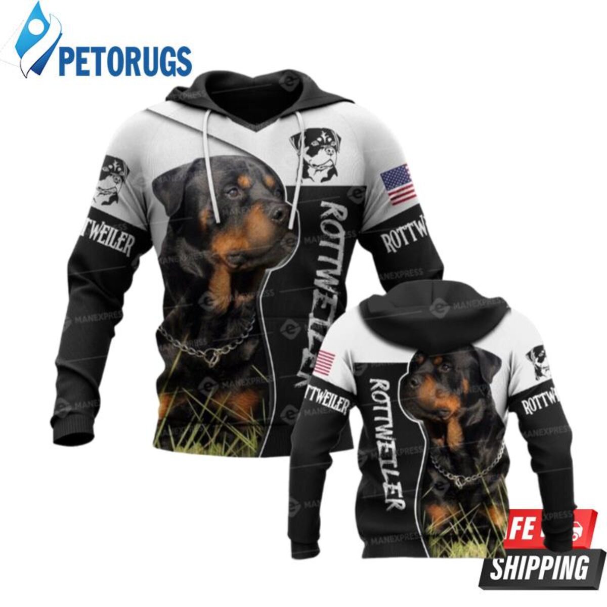 American Rottweiler 3D Hoodie - Peto Rugs