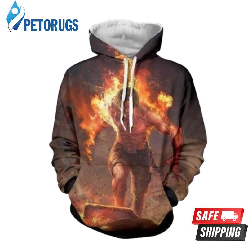 Anime One Piece Ace On Fire 3D Hoodie