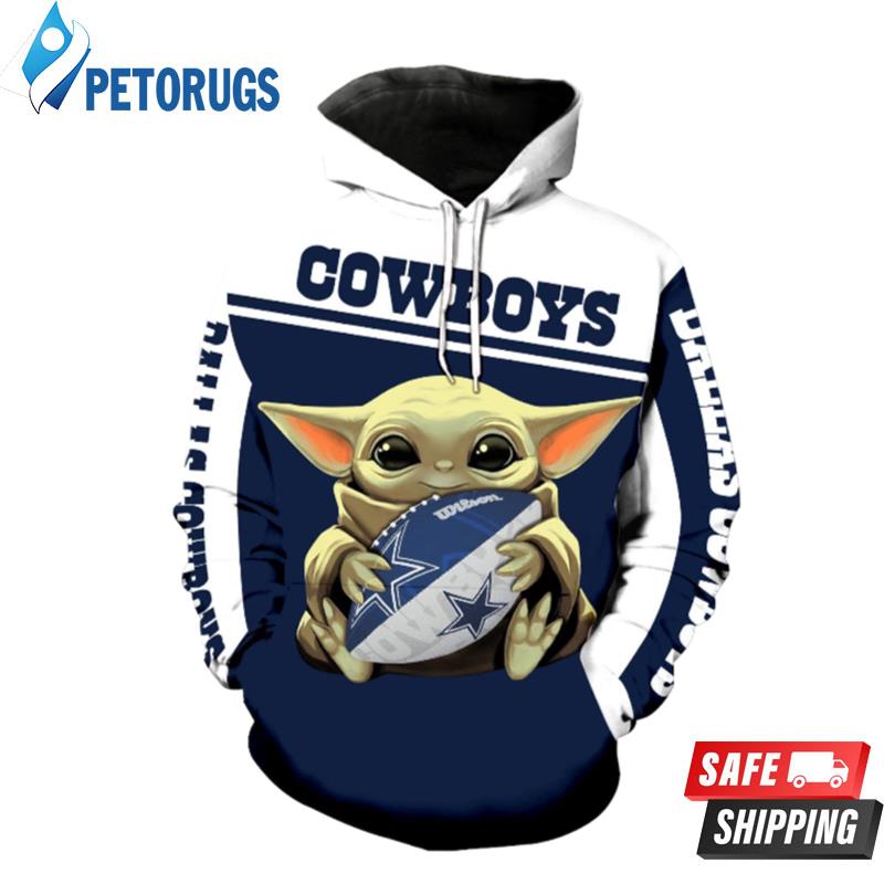 Baby Yoda Hug Dallas Cowboys 3D Hoodie - Peto Rugs
